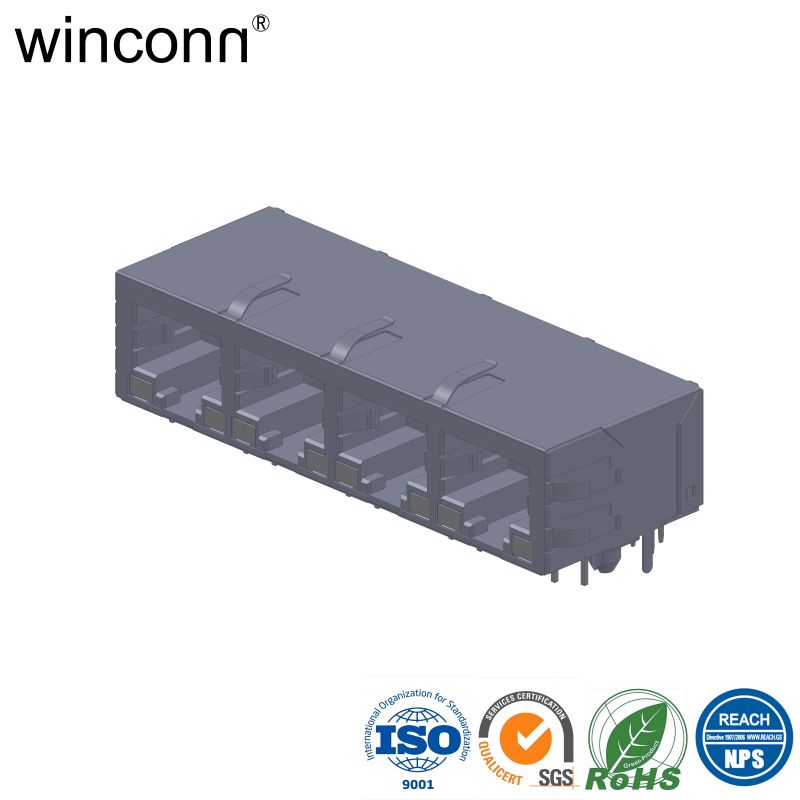 1*4Port Right Angle DIP RJ45 connector