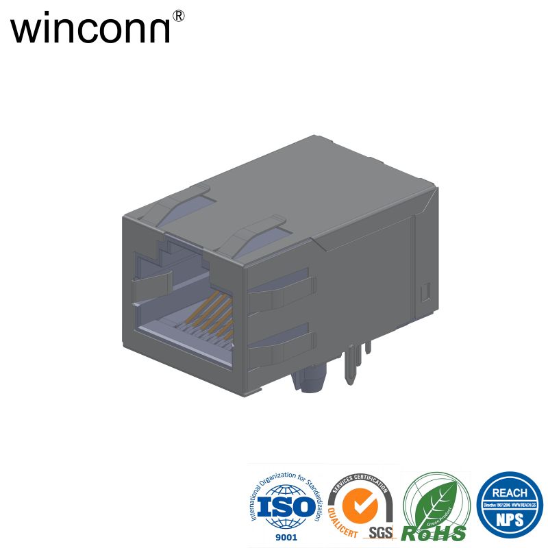 1Port 2.5G Right Angle DIP RJ45 connector