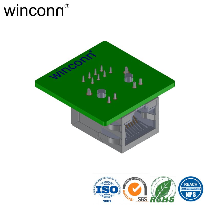Right Angle DIP with Transformer connector RJ45 