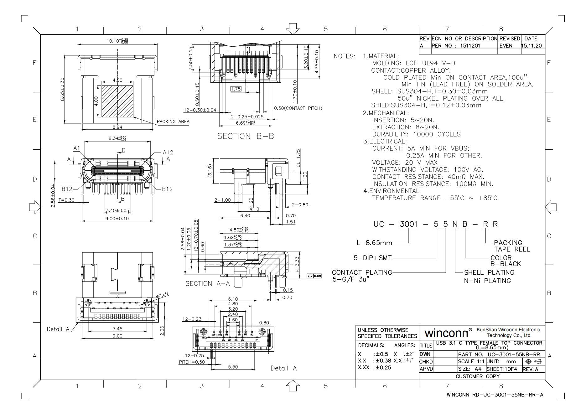 Usbc Through Hole Routing micro USB through hole USB socket from China manufacturer - KunShan ...