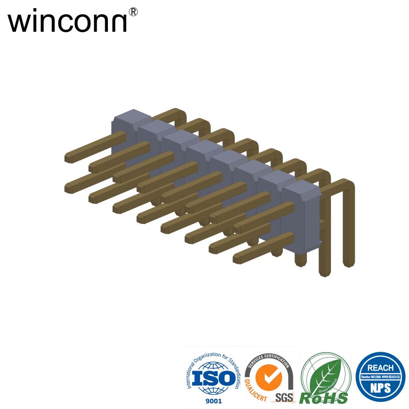 Pin Header Pitch=2.54mm Double Row Right Angle DIP Type H=2.00