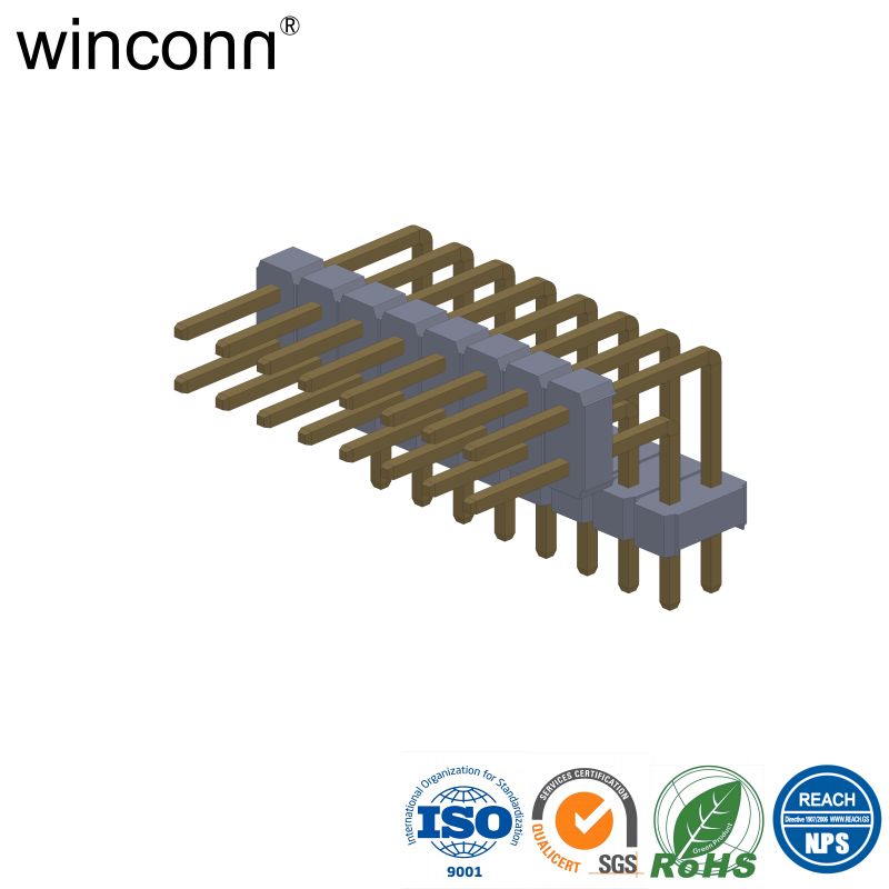 Pin Header Pitch=2.54mm Double Row Double Housing Right Angle DIP Type H=2.0mm